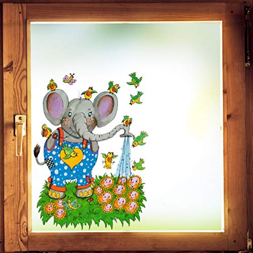 2 Stück Fenstersticker Motivwahl Elefant & Vögel - statisch haftend - selbstklebend + wiederverwendbar - Stück Sticker Fensterbilder Aufkleber - Fenster..