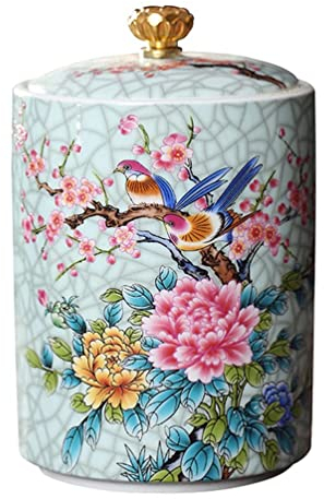 Ceramic Tea Jar Vintage Chinese Style Storage Jars Porcelain Tea Tin Tea Storage Tea Tea Canister Tea Storage Can with Sealed Lids for Spice Tea Coffee Condiment 550ml