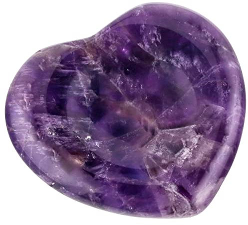 KYEYGWO Amethyst Reiki Heilung Kristall Sorgen Stein, Herz Daumenstein Pocket Palmen Taschensteine Worry Stone Massagesteine für Meditation, Stress abbauen, Handschmeichler Dekompression