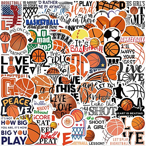 50 Stück Basketball Aufkleber Wasserflaschen Laptop Telefon Gitarre Skateboard Computer Auto Fahrrad Motorrad Basketball Ball Vinyl Stickers Wasserdicht Aufkleber für Jugendliche Kinder Erwachsene
