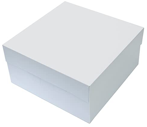 Culpitt 14 White Cake Box With Glued Lid, 10 Pack, 355 X 152mm, Rigid Transport And Protection For Birthday, Wedding, And Celebration Bakes, Cake Boxes