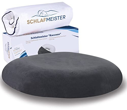 Schlafmeister Raccoon Sitzkissen - Made in Europa - Thermoregulierendes Stuhl Sitzkissen Orthopädisch (44x42x8cm) Sitzring wirkt schmerzreduzierend