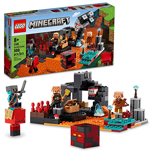 LEGO Minecraft The Nether Bastion Set 21185 Battle Action Toy mit Mob, Piglin Brute & Strider Figuren für Kinder, Jungen und Mädchen ab 8 Jahren