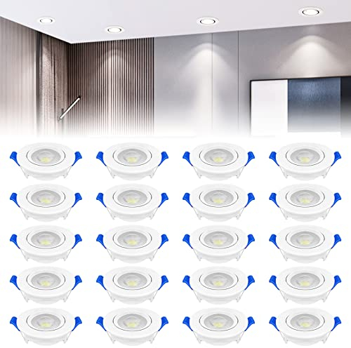 NAIZY Deckenspot LED Einbaustrahler 5W 220-240V Led Spots IP21 ABS + Acrylgläser Einbauleuchten, für Bad Küche Schlafzimmer Flur - 20 Stück Kaltweiß