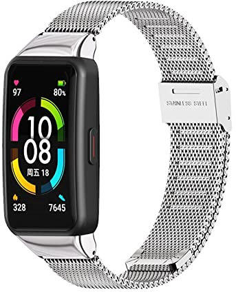 CZKE Correa de Milán para Huawei Honor Band 6 Pulsera de Pulsera Inteligente Correa de Reloj de Repuesto Correa de muñeca Banda de Metal (Color : Silver, Size : For Honor Band 6)