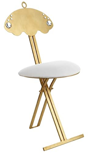 Casa Padrino Luxus Klappstuhl Gold/Weiß 42 x 32 x H. 88 cm - Gepolsterter Metall Stuhl mit Swarovski Kristallglas - Luxus Möbel