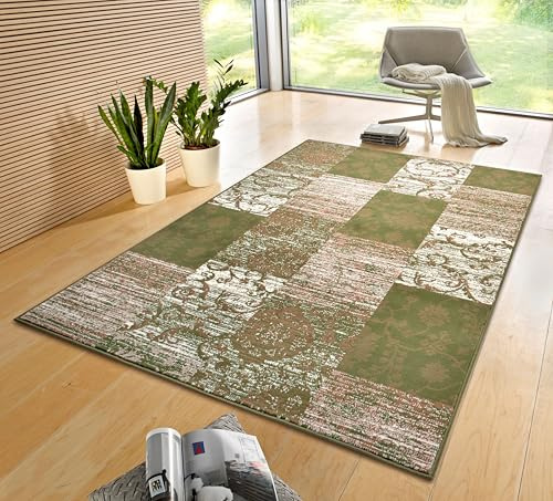 Hanse Home Gloria Teppich 235x320cm – Wohzimmerteppich Mehrfarbig Modern Velours Teppich Schlafzimmerteppich für Flur, Esszimmer, Schlafzimmer, Kinderzimmer, Wohnzimmer, Küche – Green Creme