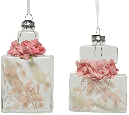 Kaemingk Christbaumschmuck Glas Parfüm Flakon 1 Stück Sortiert 10cm Weihnachtskugeln gefüllt Blumen Beauty