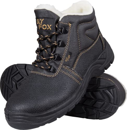 Ogrifox OX-SLX-TO-SB Arbeitsschuhe Herren, Damen | Sicherheitsschuhe | Mit Schafsfell isoliert | Safety Shoes | ISO EN20345 | Schwarz-Gold | Größe 37