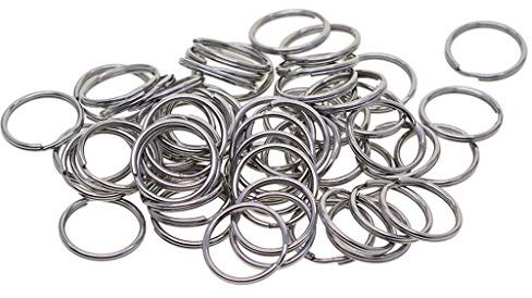 Générique 100 Pièces 15mm Petit en Acier Inoxydable Rond Anneaux Fendus Porte-clés Conclusions Blanks pour Cuir Artisanat Porte-clés Bijoux De Haute Qualité