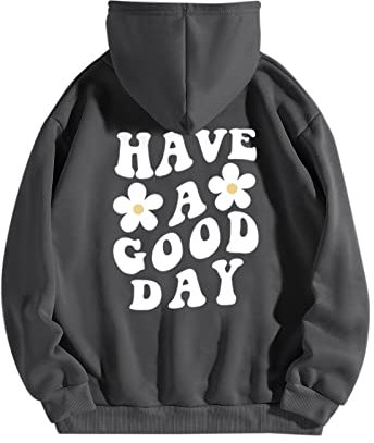 Fulidngzg Pullover Teenager Mädchen Locker mit Kapuze Kapuzenpullover Letter Print Hippie Hoodie Grosse Grössen E-Girl Aesthetic Hoody Sweatshirt 90er Oversized Elegant Pulli