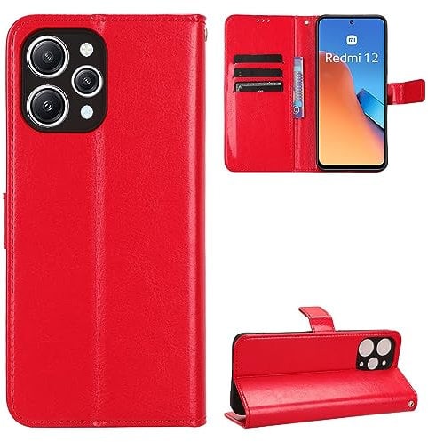 Xiaomi Poco M6 Pro 5G Case [Wallet Case] [Kickstand] [Card Slots] [Magnetic Flip Cover] Compatible with Xiaomi Poco M6 Pro 5G Smartphone(Red)