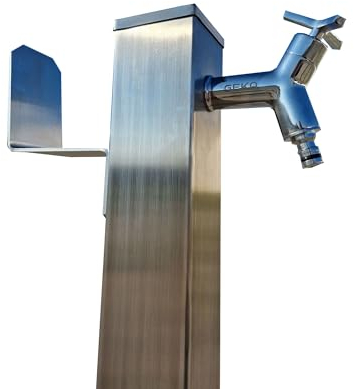 GEKA Wassersäule Edelstahl 3/4 Zoll 95 cm mit Schlauchhalter Wasserverteiler Wasserzapfstelle Zapfstelle