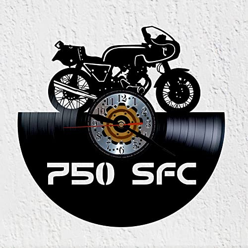 VINY WOODY Wanduhr Schallplatte Motorrad 750 SFC 70er Jahre