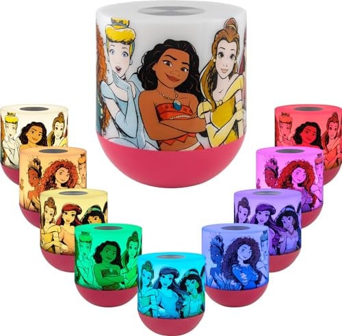 Disney Frozen LED-Tischlampe, Farbwechsel, Elsa und Anna, Touch-Sensor an/aus, Mädchen-Nachtlicht, ideal für Kinder, Nachttisch, Badezimmer, Spielzimmer, Kinderzimmer, Dekoration, 49621