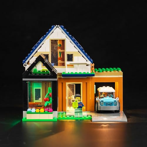 LocoLee Licht Kompatibel mit Lego City Familienhaus mit Elektroauto, Led Beleuchtungs Compatible with Lego 60398 City Family House and Electric Car - Nur Lichter Set, Kein Modell