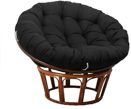 Bettschlange Hängesessel Kissen,Papasansessel Kissen,Lesesessel Rund, Gartensessel Sitzkissen,Papasan Hängesessel Kissen(Stühle Nicht Enthalten),Schwarz,120x120cm