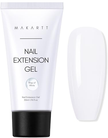 Makartt Poly Nail Gel, 3D Gel for Nail Art, Nail Extension Gel 50ML, Builder Gel Nail Extension White Pink Nude Clear Rosy for Technician Starter DIY Salon Design (Wisp of White)