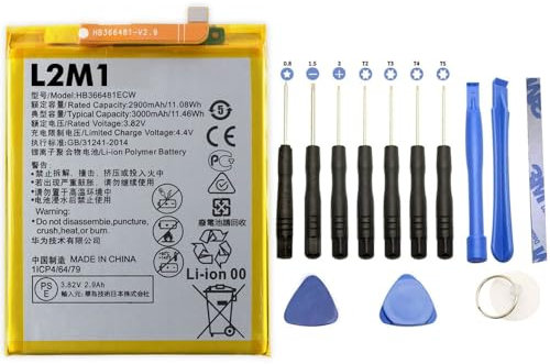 L2M1 Batteria HB366481ECW per Huawei P9 EVA-L09 EVA-L19 EVA-L29 EVA-AL00 EVA-AL10 3000mAh 11.46Wh 3.82V con kit attrezzi cacciaviti smontaggio montaggio