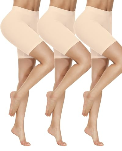 Yeblues Radlerhose Damen Kurz für Kleid | 3er Pack Anti Scheuern Unterhose Hose für Unter Kleider,Unterziehhose Kurze Leggins Damenunterhosen Yoga Fitness
