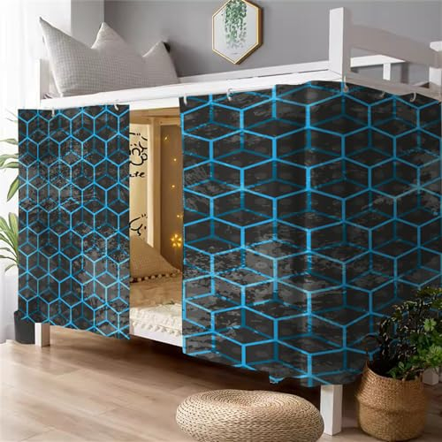 Treer Bettvorhang Hochbett Etagenbett Blackout Vorhänge Muster Staubdicht Betthimmel Hochbett Kinder Bettzelt Schlafsaal Bettvorhänge (Geometrie 2,1,5 m x 2 m (2 Stück))