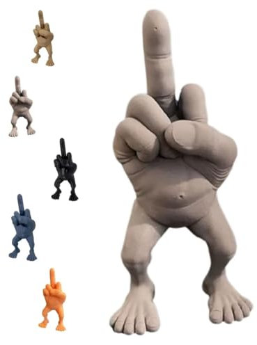 SENIURIS Mittelfinger-Figur mit Beinen, lustige Schreibtisch-Dekoration, Zubehör, Figur, Gag, Geschenke für Zuhause und Büro, Mittelfinger-Dekoration, Ornament (Grau, 17,8 cm)