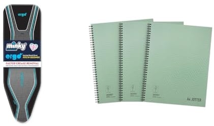 Minky Ergo Extra Thick Elasticated Replacement Ironing Board Cover, Black, 122 x 38 cm & Summit Jotter, A4 Metallic Notebook, Wirebound, Lined, Pack of 3