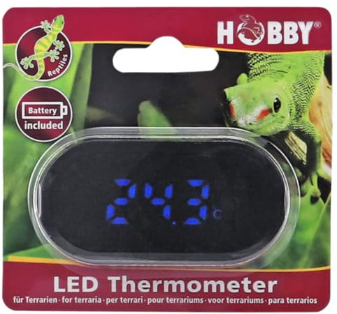 HOBBY Terraristik LED Thermometer I digitales Thermometer mit Alarmfunktion I zur exakten Kontrolle der Temperatur in Terrarien I Temperatursensor für ideales Terrarienklima I für alle Terrarienarten