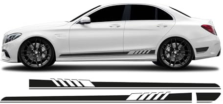 BellaFolia Seitenstreifen Aufkleber im Edition-1 Stil passend für Mercedes C Klasse W205 Seitenaufkleber, Rallystreifen 40002