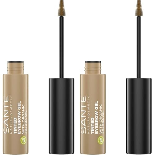 Sante Naturkosmetik Tinted Eyebrow Gel 01 Blondie, Flüssiger Eyebrowmascara für helle Augenbrauenfarbe, Bringt Brauen in Form & füllt Lücken auf, Vegan, 3, 5ml (Packung mit 2)