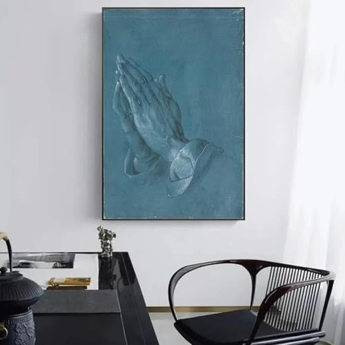 KEMEIQI Leinwandbild „Betende Hände“, Ölgemälde, berühmtes Gemälde, Leinwanddruck, Poster und Drucke, Wandbild für die Raumdekoration, 80 x 120 cm, rahmenlos