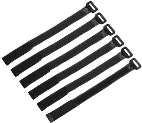sourcing map 6Pcs Reusable Battery Tie Down Straps,0.6x12 Black Nylon Multipurpose Battery Hold Down Adjustable Cinch Strap Hook Loop Fastening Tie for Quadcopters FPV RC Drone Boat Car