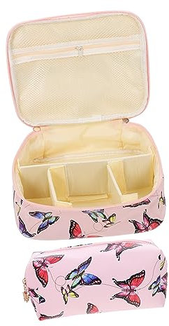 BELLIFFY 2stücke Große Kosmetiktaschen Mit Schmetterlingsdruck Multifunktionale Make-up-Organizer Und Toilettentasche Für Reisen Und Outdoor-aktivitäten