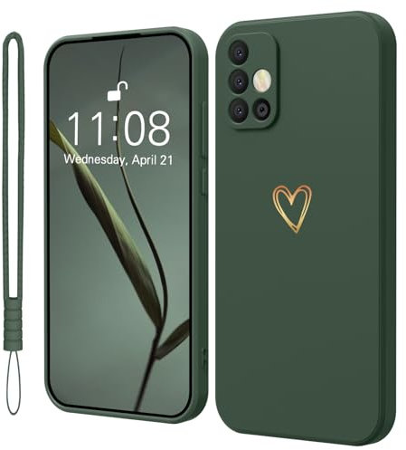 Mitetabo Coque de protection pour téléphone portable Samsung Galaxy A51 5G en silicone avec cœur d'amour doré - Fine - Anti-rayures - Protection complète - Pour Samsung Galaxy A51 - Vert