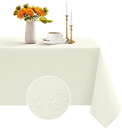 Romanstile Tischdecke Outdoor abwaschbar beige 140x180 cm rechteckig wasserabweisend Tischtuch Table Cloth Tischwäsche Deko für Geburtstag,Party,Garten,Frühling,Sommer,Terrasse,Hochzeit,Ostern