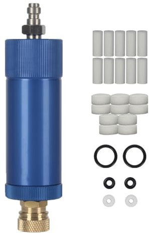 Blue, 30Mpa High Pressure PCP Hand Pump Air Compressor Filter, Oil Water Separator, Moisture Water Trap with 8mm Female and Male Quick Connect Thread