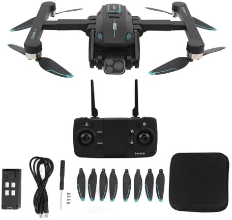 BuyWeek Drohne mit 8K Doppel Kamera 180° Einstellbar, WiFi Getriebe GPS RC Quadcopter Bürstenloser Hindernisvermeidung HD ESC GPS RC Drohne mit 8 LED Leuchten, Zurück mit Einem Klick
