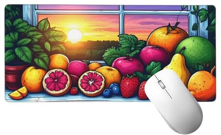 Windowsill Mouse Pad 1000 X 500 X 3 MM Extended Large Mouse Mat Fruit, Stitched Edges Mousepad, Non-Slip Rubber Base, Keyboard Pad, Gaming Mouse Pad XXL, for PC, Laptop, Office Desk Accessories H-9