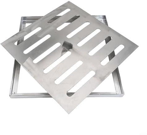 Edelstahl-Ablaufgitter, Outdoor-Entwässerungsabdeckung, Rost, Regenwasser-Bodenablauf mit Rahmen, rutschfestes, zweireihiges Design, für Außenbereiche, verschiedene Einstellungen (300 x 300 x 20 x 2