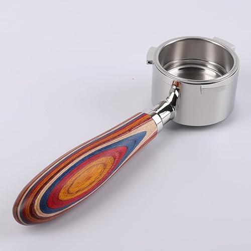 CAPFEI Bodenloser Siebträger 51mm nur kompatibel mit DeLonghi Dedica EC680/EC685/EC885 mit 3 Ohren | Filter Basket 0.3mm Pores | Farbe Holzgriff