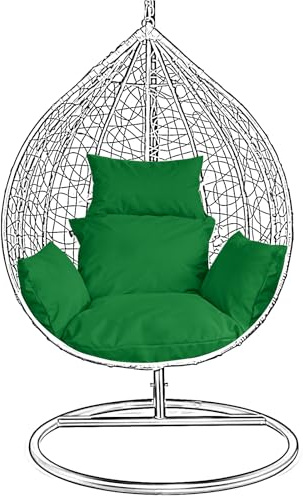 Swing Egg Chair Replacement Cushions Set, Water-Resistant Hanging Basket Swing Seat Pad with Headrest Pillow, Foldable Removable Cushion for Outdoor Patio Hammock Swing Chair (Grass Green)
