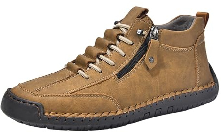 Chaussures de randonnée pour homme - Imperméables - Légères - Respirantes - Antidérapantes - Pieds larges - En cuir - Bottines de randonnée