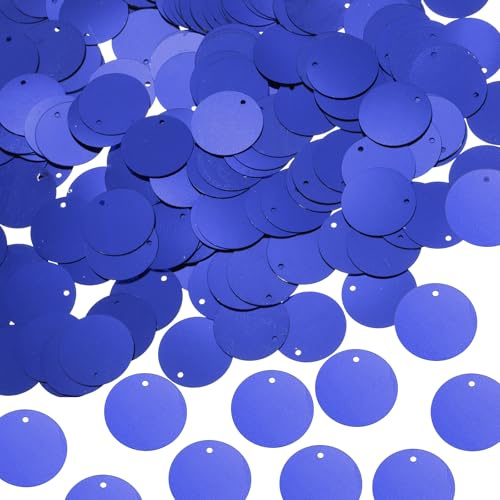 sourcing map 700 Stück flache runde Pailletten, 15 mm, lose Pailletten, Basteln, Nähen, Pailletten mit einseitigem Loch für DIY-Stickerei, Kleidung, Schmuckherstellung, Dunkelblau