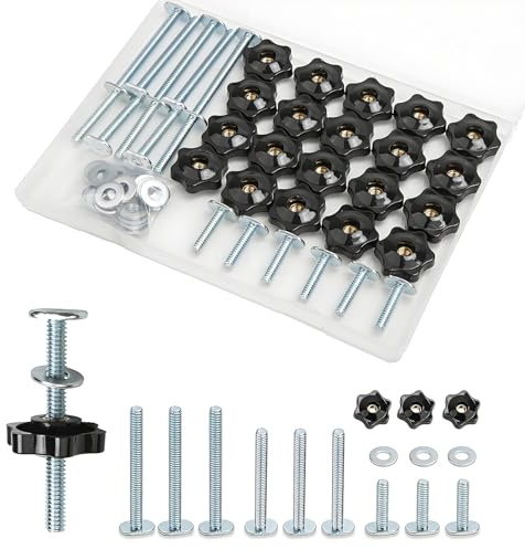XILIYAI 20 Sets T-Track Knob Kit, with Star Knobs and Washers – T Track Accessories for Woodworking Jigs and Fixtures, T Slot Bolts, T Track Clamp(6pcs*1in, 8pcs*1-1/2in, 6pcs*2-1/2in)