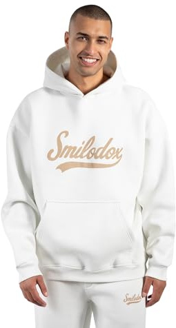 SMILODOX Hoodie Herren Lorik, Kapuzenpullover mit großem Frontprint auf der Brust, weichem und flauschigem Stoff, Kängurutasche Pulli, sportliches Sweatshirt für Alltag, Freizeit und Streetstyle