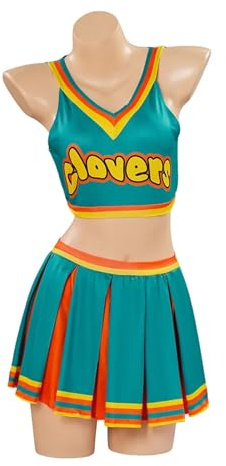 AKDJGFP Cheerleader Kostüm Frau Sexy Kostüm Kleeblätter Grün Cheerleader Outfit Kostüm Space Football Verkleidung for Erwachsene(XXL)