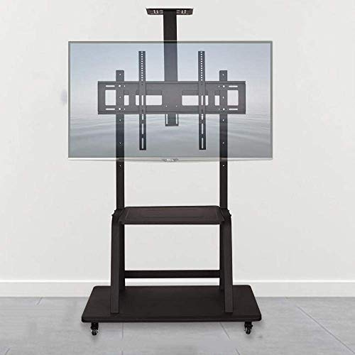 Soporte Universal para televisores de Suelo, Soporte de TV Negro for televisores de 50 a 86 Pulgadas, Ruedas inclinables de Altura Ajustable, 200 kg, VESA 900x600 mm