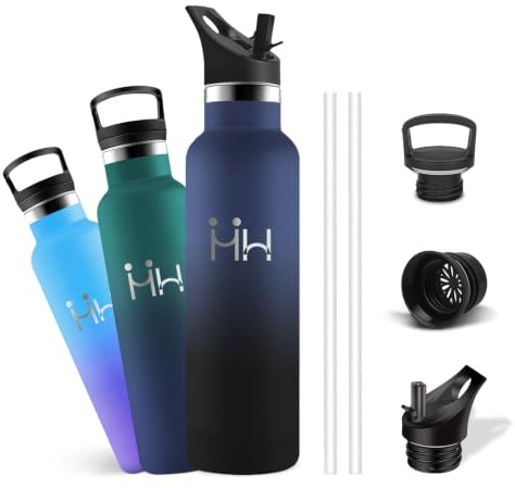 Botella Agua Acero Inoxidable, Botella Termica 1 litro, A Prueba de Fugas, Cantimplora sin BPA, Mantiene 24H Frio/12H Calor, Doble Aislamiento, Cantimplora para la Escuela, Hogar, Oficina