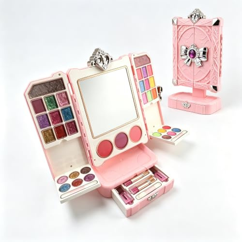 Kinderschminke,Makeup for Girls, schminkkoffer mit Spiegel mädchen | Weihnachts- und Halloween-Geschenke für Mädchen ab 4 Jahren