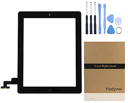 Hedywei Per iPad 2 Touch Screen digitalizzatore Pannello Frontale di Riparazione con Pulsante Home, Strumenti e Adesivo Nero